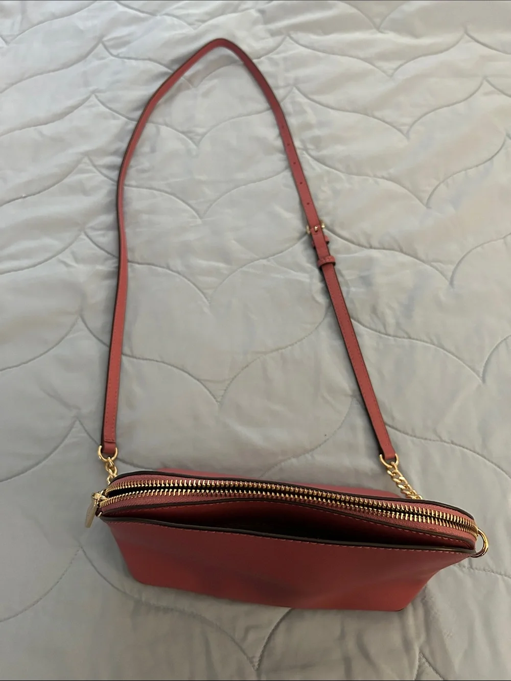 Michael Kors Pink Saffiano Leather Crossbody with Gold Chain Strap